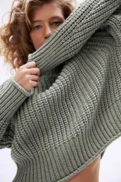 H&M エイチアンドエム チャンキーニット ライトカーキグリーン Sサイズ