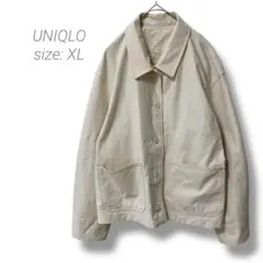 【ユニクロ】UNIQLO ジャケット ブルゾン ゆったり ボタン ベージュ XL