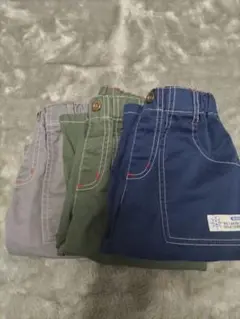 ハーフパンツ3点セット 130cm グレー・カーキ・ネイビー