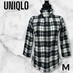美品【UNIQLO】M チェック柄 フリースジャケット フルジップ 秋冬