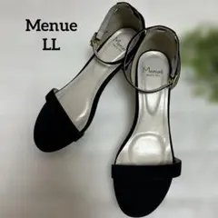 【美品】Menue ブラック アンクルストラップサンダル スエード LL