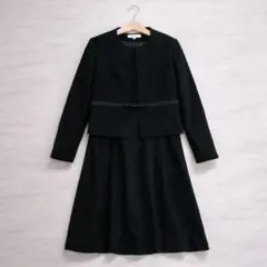 セオリア フォーマル 喪服 ノーカラー ワンピース M ブラック