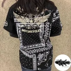 激しぶ⭐︎VANSON 半袖シャツ ペイズリー 刺繍 デカロゴ 人気Lサイズのサムネイル