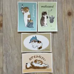 モフサンド　ステッカーシール4枚セット　猫ねこネコ　サメにゃん　柴犬