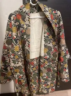 【京友禅】正絹 羽織 総柄 菊 楓 黒地 モダン ヴィンテージ 美品