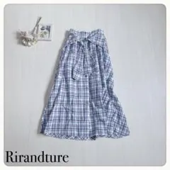 ♢【美品】リランドチュール チェック柄 フレアスカート リボン M