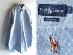 希少 ビンテージ Ralph Lauren ロゴ刺繍 オックスフォードBDシャツ