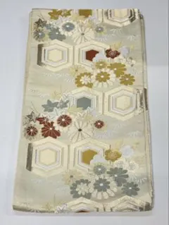 六角形と花柄の袋帯