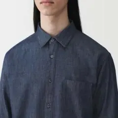 無印良品 デニムシャツ / メンズ L ダークブルー