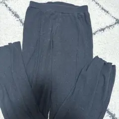 リブニットパンツ ブラック メロウ加工
