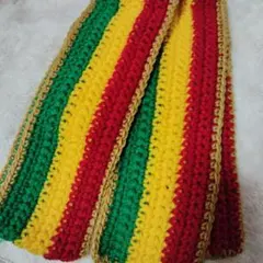 ラスタカラー編み物マフラー