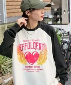 モノマート　ヴィンテージライク　プリント　ラグラン　ロンT　新品未使用　L