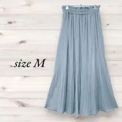 ロングプリーツスカート　Mサイズ　フレアロング　くすみカラー　ウエストゴム