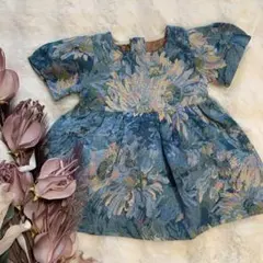 ❤️SHEINシーイン❤️ジャガード花柄半袖ワンピース6-9ヶ月新品同様ドレス撮影