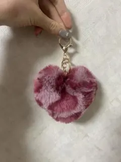 ファー ハート型 キーホルダー ピンク系