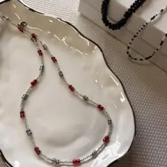 ハンドメイド　ビーズアクセサリー　ネックレス　ビーズネックレス