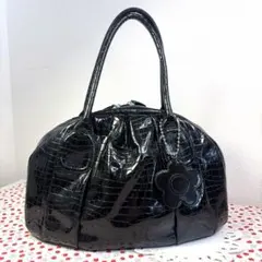 【美品】MARY QUANTマリークヮント クロコ型押し 大きめバッグ デイジー