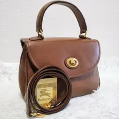 【美品】BURBERRY レザー 2WAY ハンドバッグ ショルダーバッグ