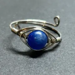 WR536F 天然石 ワイヤーリング カイヤナイトシリカ フリーサイズ