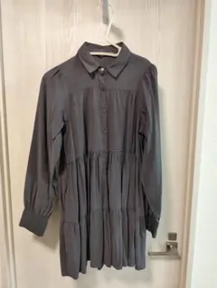 ZARA ザラ ティアード シャツワンピース チュニック S ダークグレー