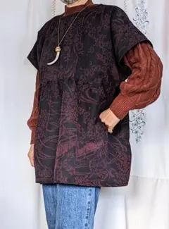 結城紬反物リメイク・　プルオーバー