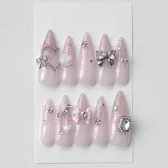 【現品】 量産型 ワンホン 韓国 スナ系 ちゅるん ピンク フラッシュネイル