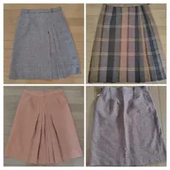 チェック柄 プリーツスカート 膝丈
