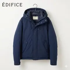 ÉDIFICE ダウンジャケット ドローコード フード付き ネイビー L
