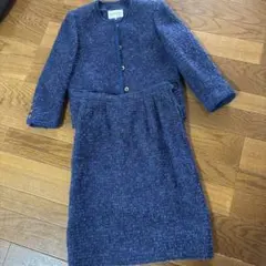 ネイビー ツイード スカートセットアップ9号