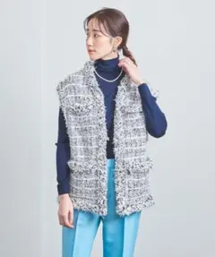 美品★UNITED ARROWSミックスチェック ツイード ニットベスト ジレ