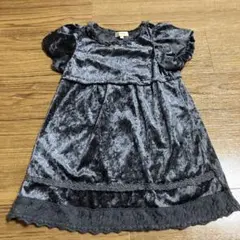 ハッシュアッシュ 110センチ ワンピース 半袖 ベロア生地 黒 子ども服のサムネイル