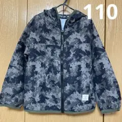 ✨KIDS✨モザイク柄迷彩フード付きジャンパー ♪ カーキ系×黒／【110】