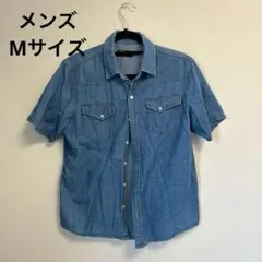 デニムシャツ【メンズM】ブルー 半袖　シャツ