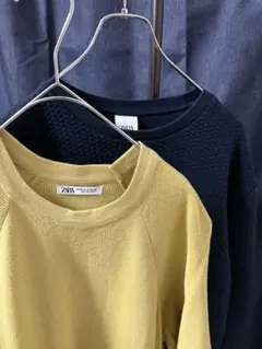 ZARA 【2点SET】 イエローニット ネイビーカット