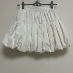 Heather ホワイト バルーンスカート ゴムウエスト