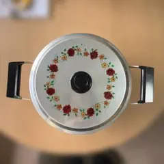 【昭和レトロ】花柄 両手鍋 22cm アルミ鍋　ホクセイ