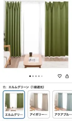 エルムグリーン 遮光カーテン 4枚組 100x176cm