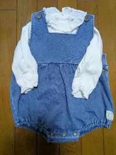 デニムブルー コットンロンパース 　セット売り