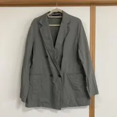 ユニクロ　リネンブレンドジャケット　ダブルジャケット　カーキ　Ｓサイズのサムネイル