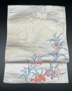 高級 正絹 袋帯 礼装 フォーマル 洒落帯　花柄　草花　金糸　412