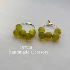 795_ゴールドフープ×つぶつぶマスカットのイヤリング/ピアス