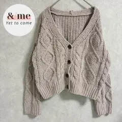 vis ヴィス　ケーブル編みニットカーディガン　Ｖネック　ショート丈　もこもこ