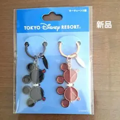 【新品】東京ディズニーリゾート ミッキー型キーホルダー ✴2色ペア✴