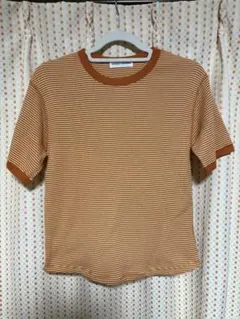 【匿名配送】RODEO CROWNS ボーダー リブ Tシャツ オレンジ