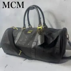 美品 MCM エムシーエム ボストンバッグ 黒 ナイロン 金金具 - メルカリ