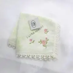 Y2505-89①【未使用】ローラアシュレイ　タオルハンカチ　刺繍　レース