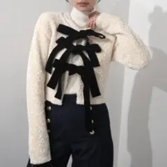 エイミーイストワール フロントリボンニットトップス リボン ニット カーディガンのサムネイル