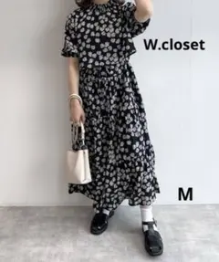 美品*W.closetダブルクローゼット　花柄ティアードワンピース　M