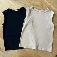 UNIQLO ノースリーブトップス 2色セット 黒 ベージュ