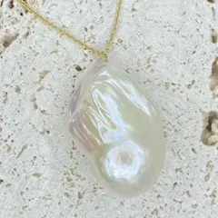 バロックパール　オイスターパール　大粒　ゴールド　ネックレス